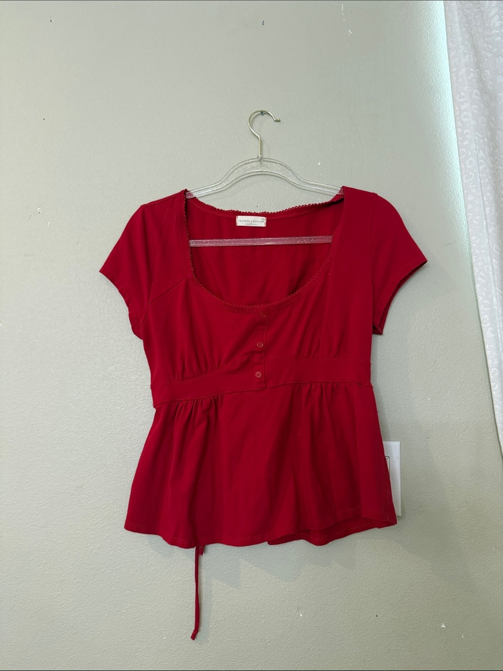 Red Scoop Neck Peplum Top